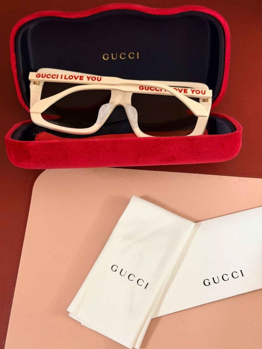 Gucci White 'I Love You' Sunglasses